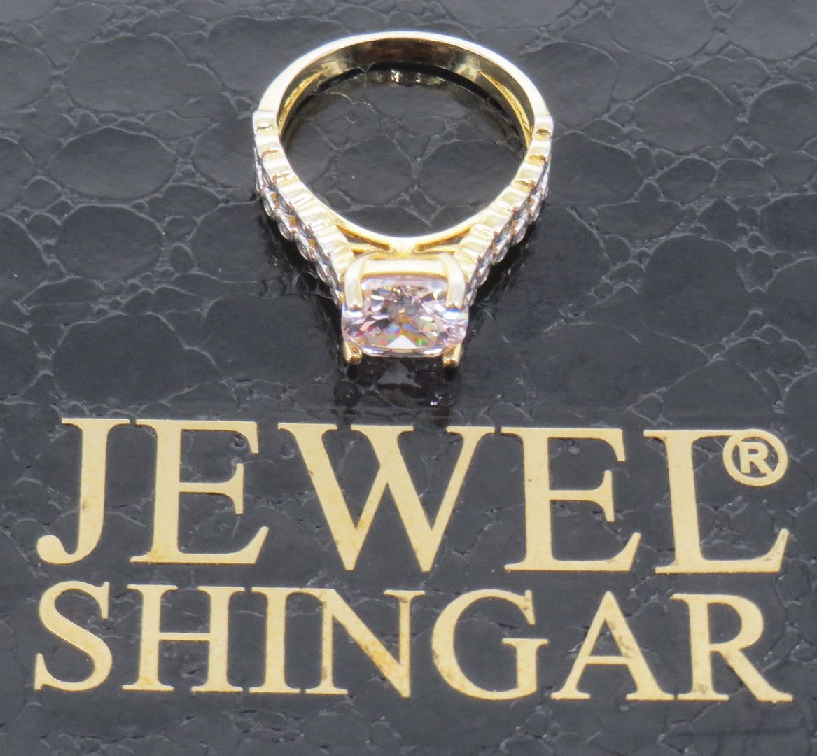 Jewelshingar Jewellery American Diamond Clear Colour Size 12 Gold Plated Ring For Girls ( 59082RIN )