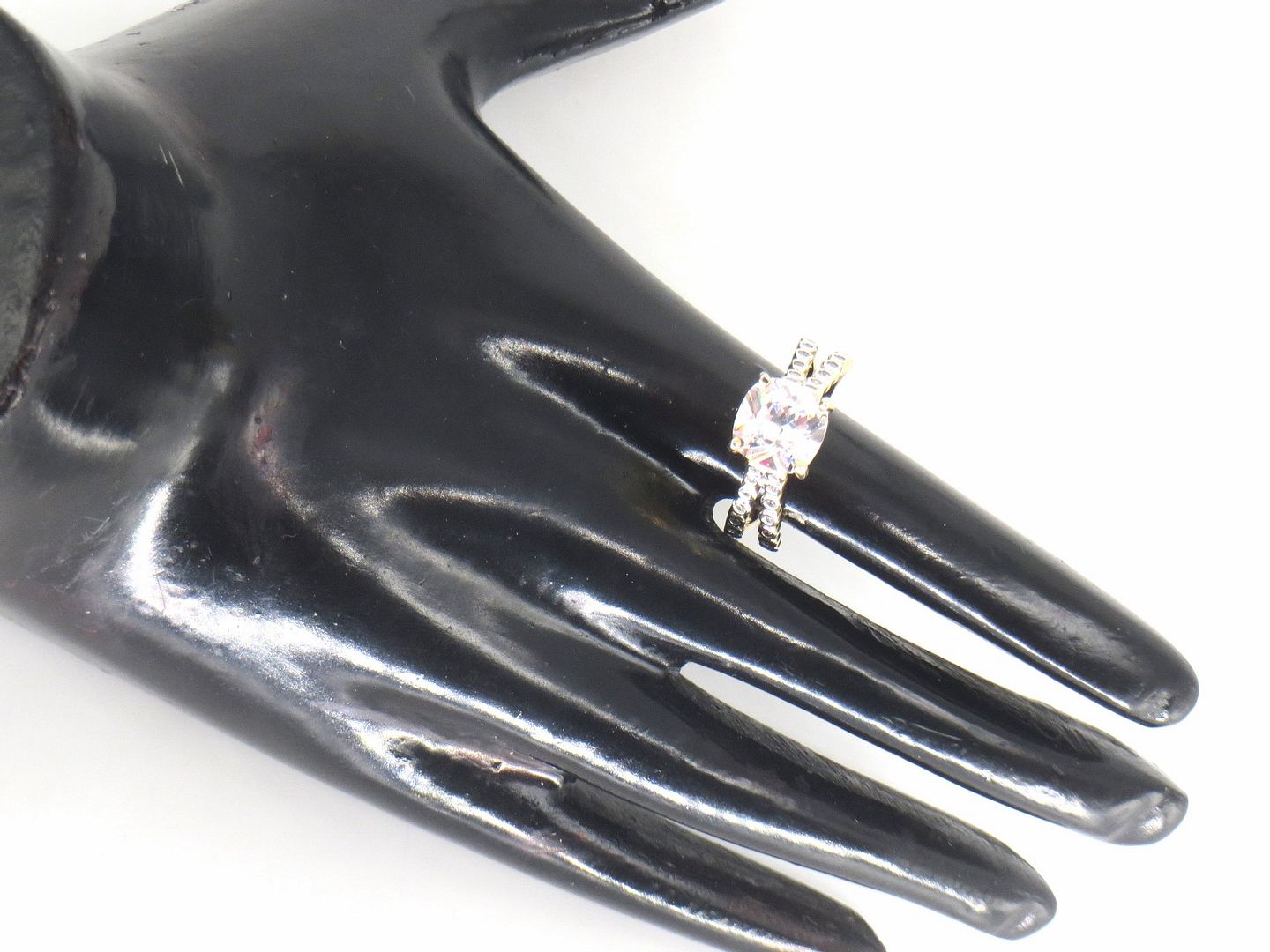 Jewelshingar Jewellery American Diamond Clear Colour Size 12 Gold Plated Ring For Girls ( 59082RIN )
