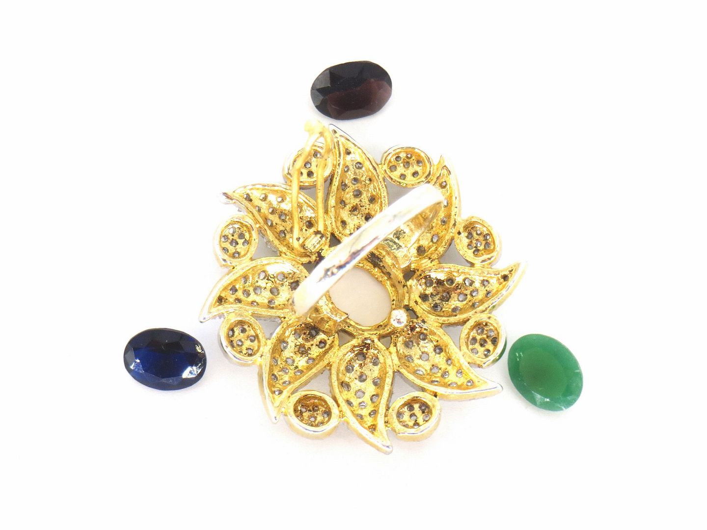 Jewelshingar Jewellery American Diamond Green Colour Size 9 Gold Plated Ring For Girls ( 59091RIN )