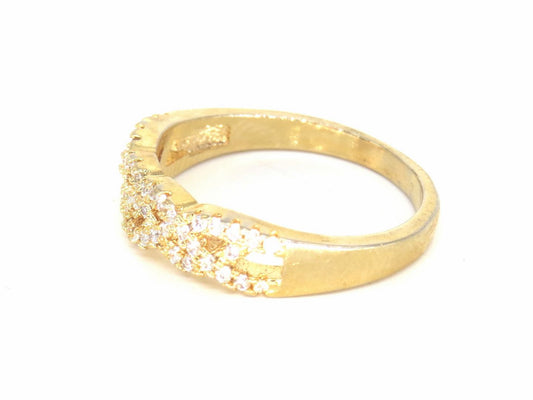 Jewelshingar Jewellery American Diamond Clear Colour Size 16 Gold Plated Ring For Girls ( 59109RIN )