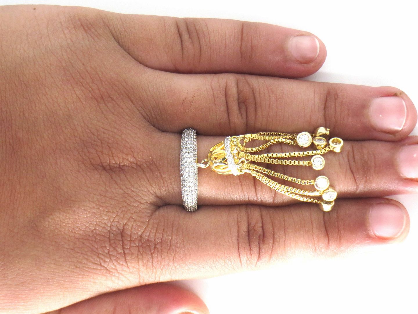 Jewelshingar Jewellery American Diamond Clear Colour Size 16 Gold Plated Ring For Girls ( 59116RIN )