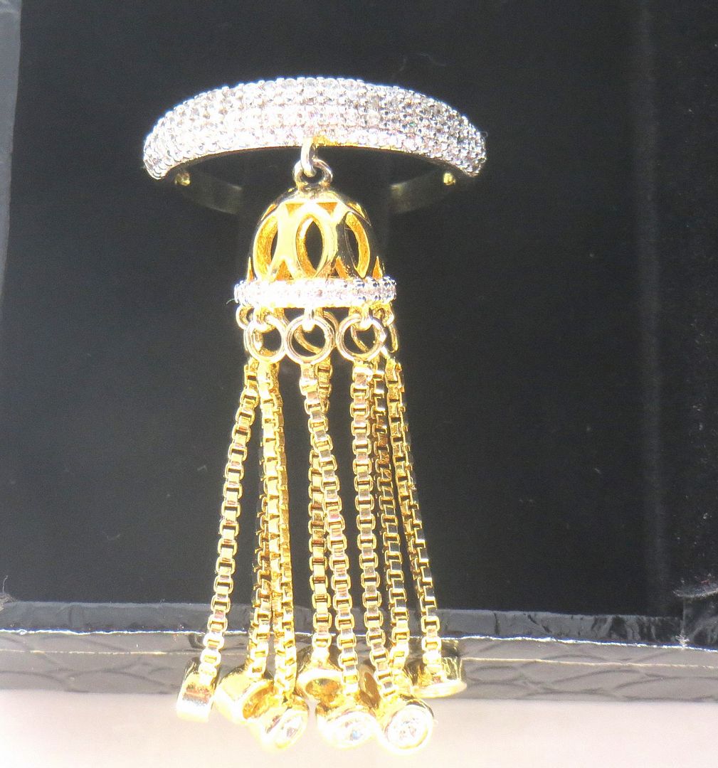 Jewelshingar Jewellery American Diamond Clear Colour Size 16 Gold Plated Ring For Girls ( 59116RIN )