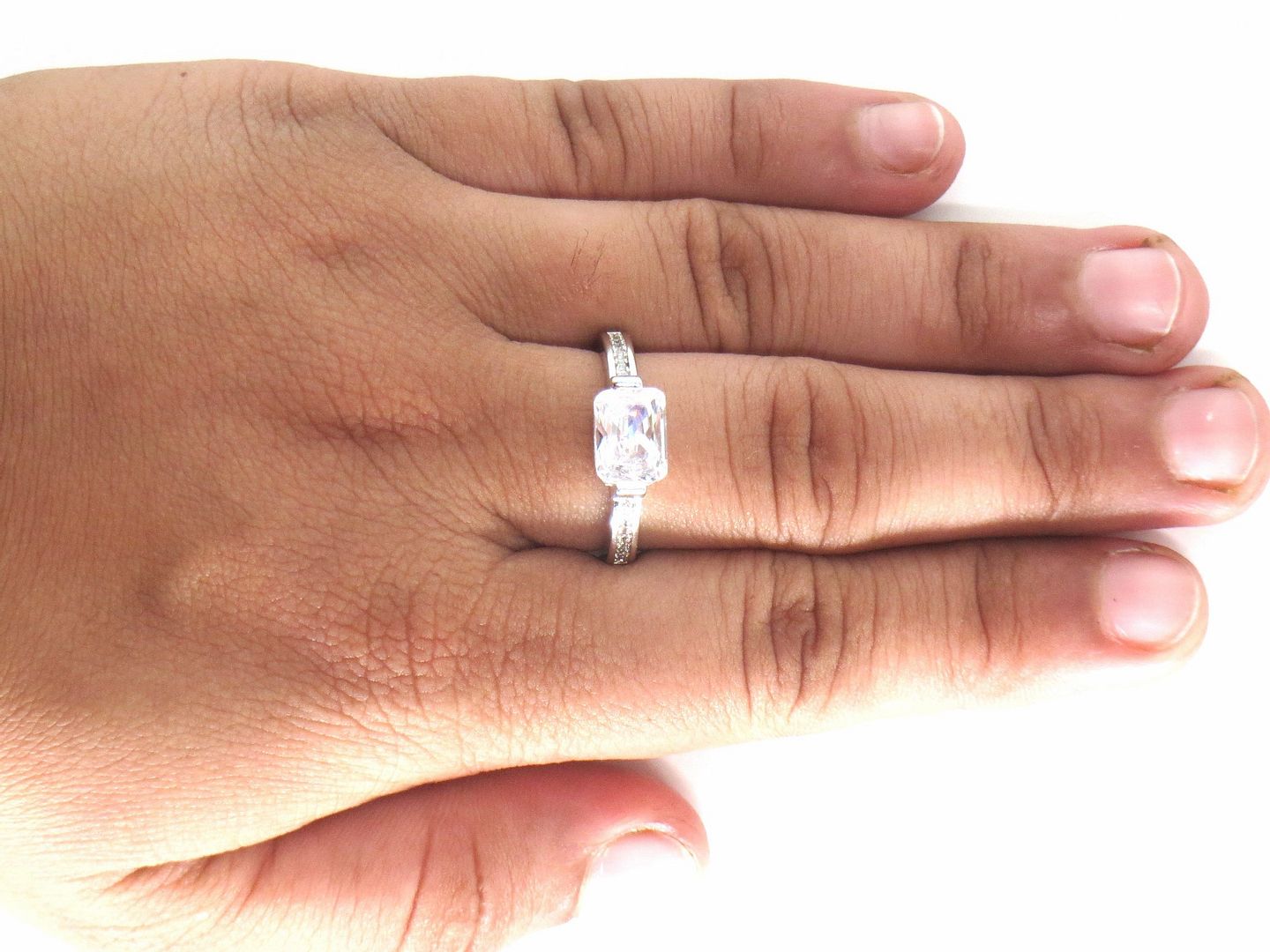 Jewelshingar Jewellery American Diamond Clear Colour Size 14 Silver Plated Ring For Girls ( 59131RIN )