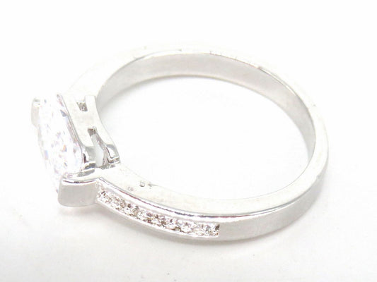 Jewelshingar Jewellery American Diamond Clear Colour Size 14 Silver Plated Ring For Girls ( 59131RIN )