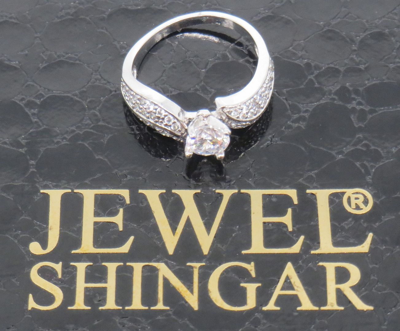 Jewelshingar Jewellery American Diamond Clear Colour Size 16 Silver Plated Ring For Girls ( 59138RIN )