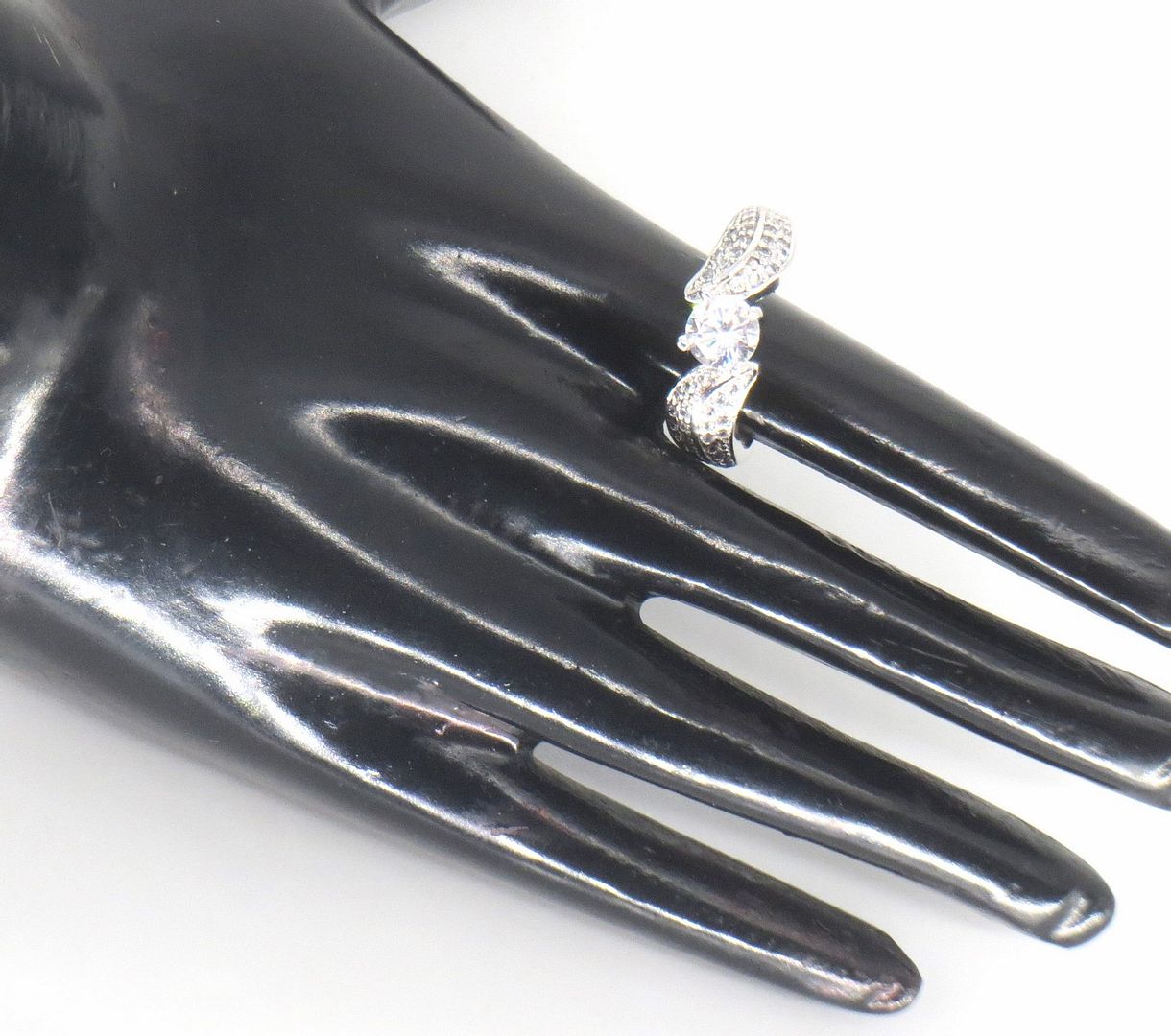 Jewelshingar Jewellery American Diamond Clear Colour Size 16 Silver Plated Ring For Girls ( 59138RIN )