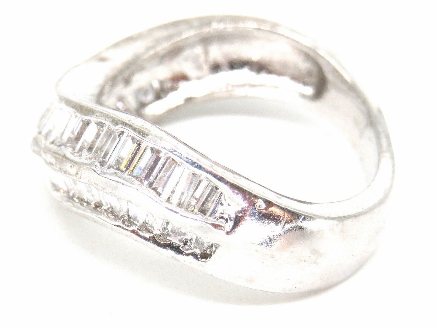 Jewelshingar Jewellery American Diamond Clear Colour Size 15 Silver Plated Ring For Girls ( 59144RIN )