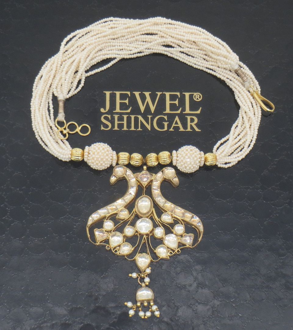 Jewelshingar Jewellery Gold Plated Diamond Colour Gold Polki Kundan Pendant Set For Women ( 60093ACP )