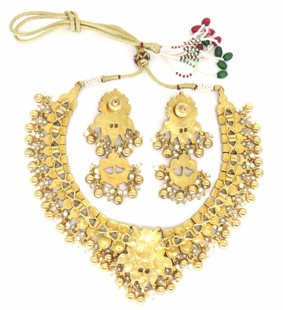 Jewelshingar Jewellery Gold Plated Diamond Colour Gold Polki Kundan Pendant Set For Women ( 60141ACS )