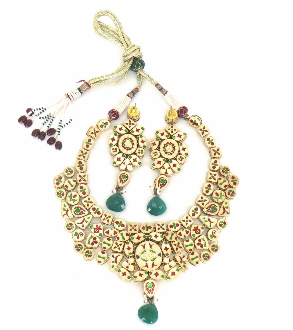 Jewelshingar Jewellery Gold Plated Diamond Colour Multi Polki Kundan Necklace For Women ( 60193ACS )