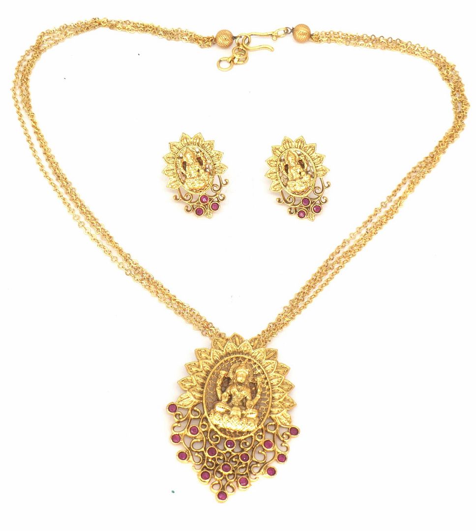 Jewelshingar Jewellery Fine Antique Polki Kundan Gold Plated Pink Colour Pendant Set For Women ( 60446ASP )