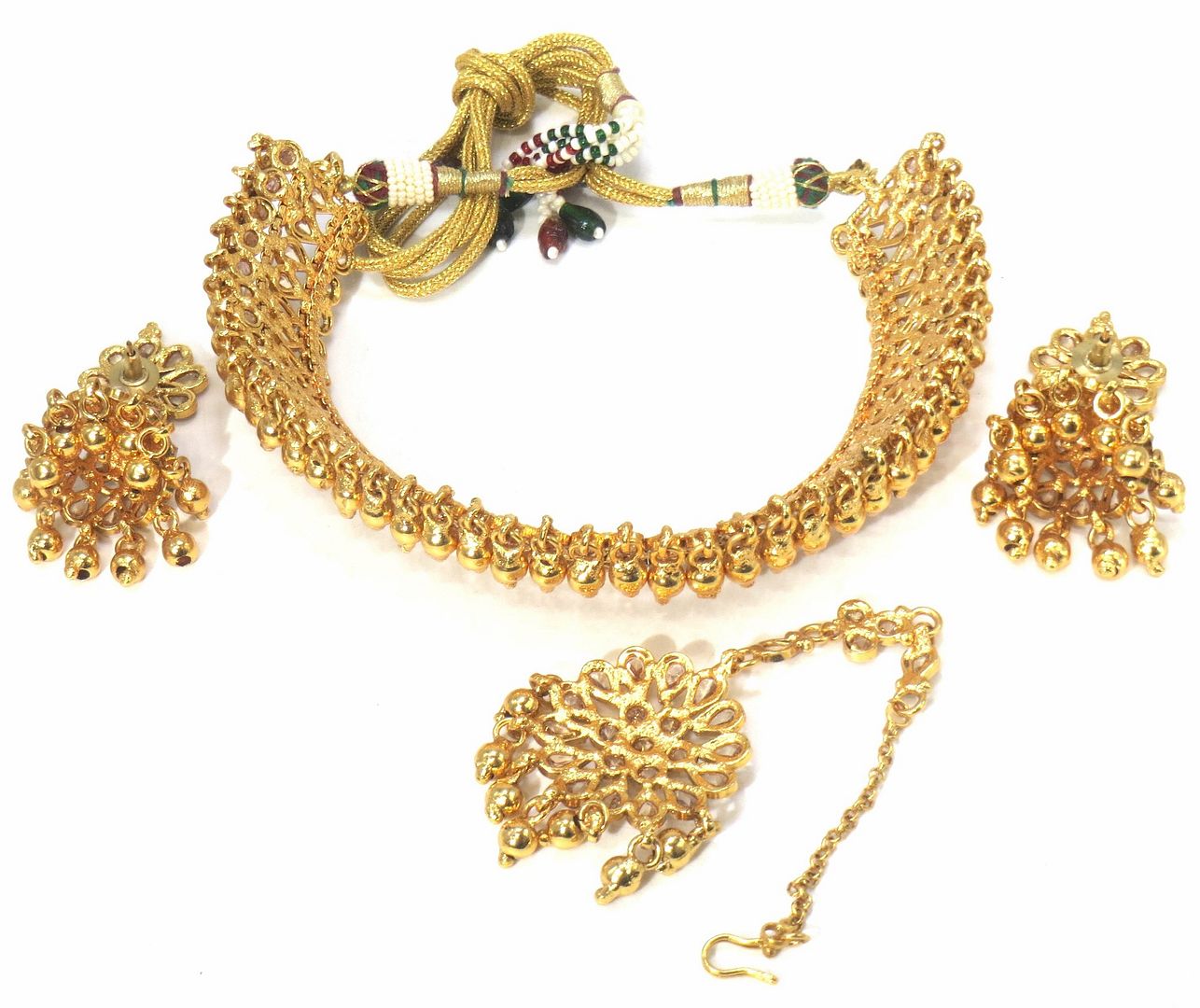 Jewelshingar Jewellery Fine Antique Polki Kundan Gold Plated Brown Colour Necklace For Women ( 60655AST )