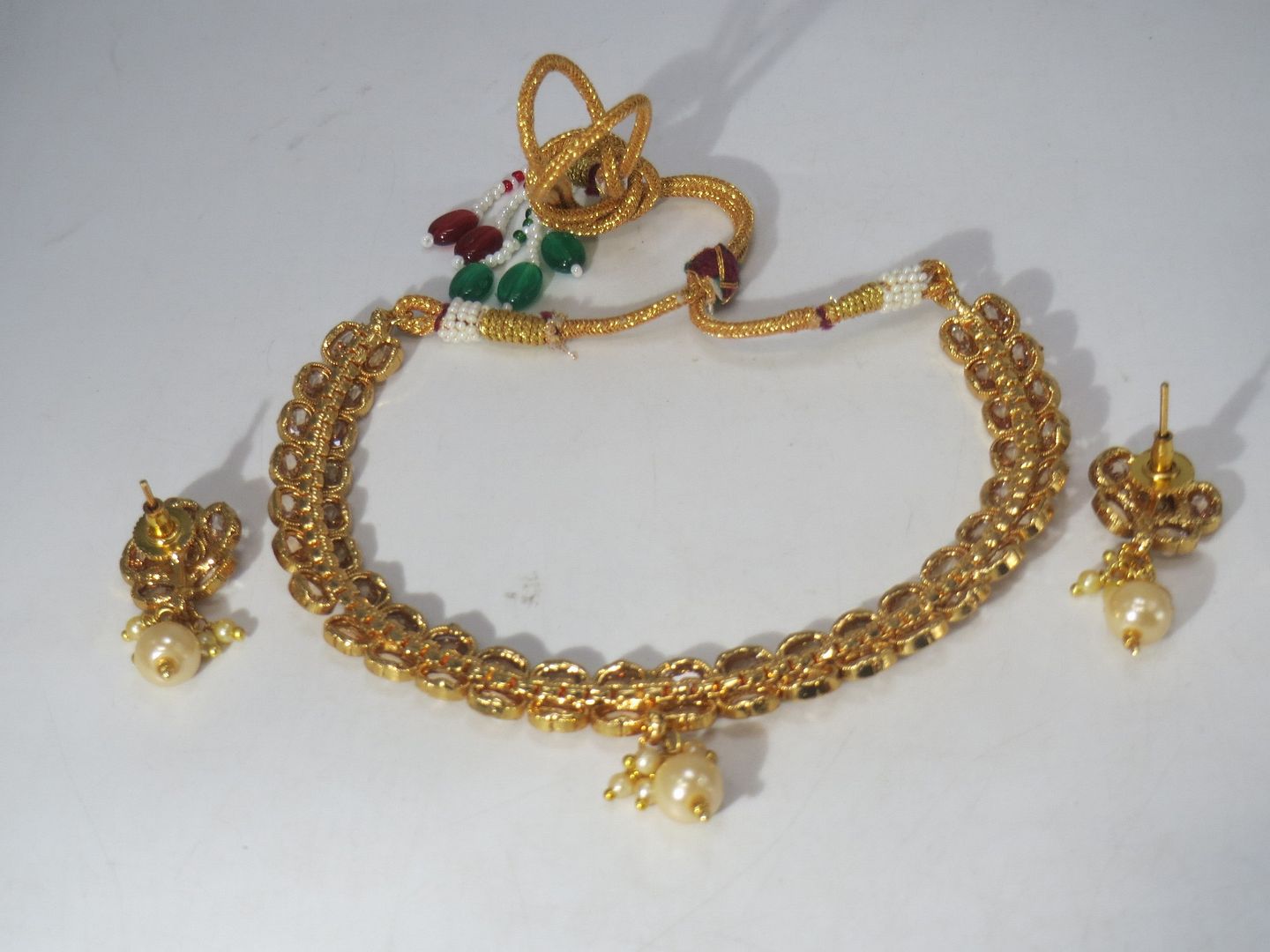 Jewelshingar Jewellery Fine Antique Polki Kundan Gold Plated Brown Colour Necklace For Women ( 60689AST )