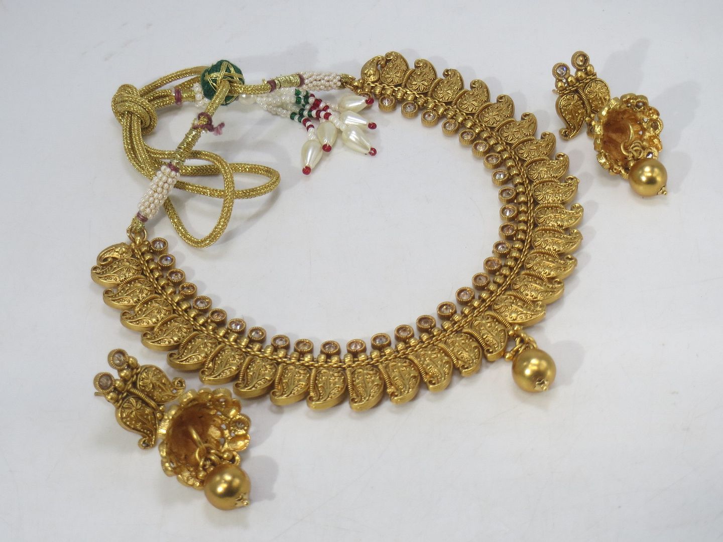 Jewelshingar Jewellery Fine Antique Polki Kundan Gold Plated Brown Colour Necklace For Women ( 60712AST )