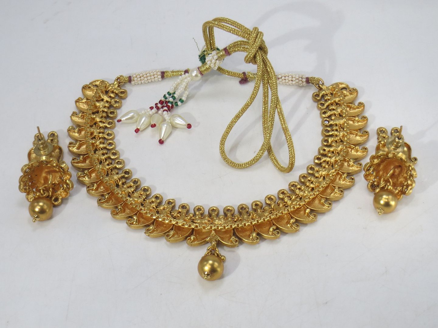 Jewelshingar Jewellery Fine Antique Polki Kundan Gold Plated Brown Colour Necklace For Women ( 60712AST )