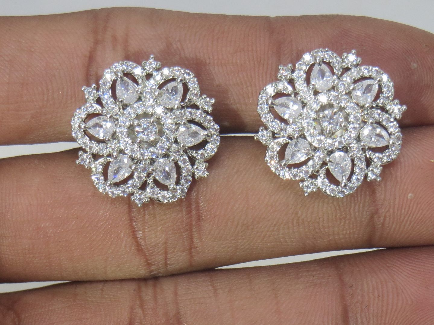 Jewelshingar Jewellery Silver Plated Diamond Earring For Women ( 60975GJT )