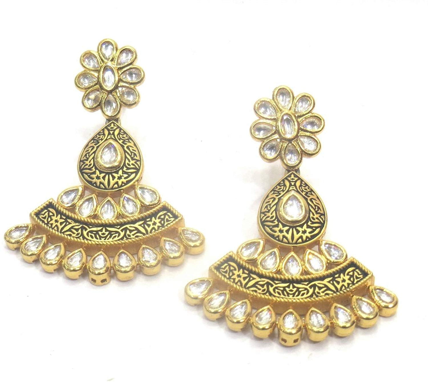 Jewelshingar Jewellery Polki Kundan Dangle & Drop Earrings Earings For Women ( 37208-dce )