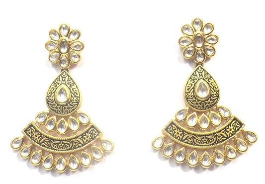 Jewelshingar Jewellery Polki Kundan Dangle & Drop Earrings Earings For Women ( 37208-dce )