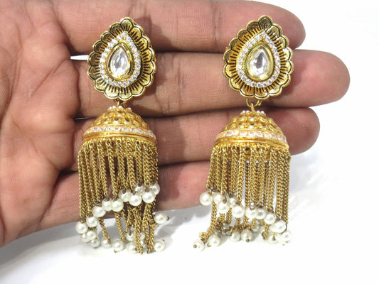 Jewelshingar Jewellery Gold Plated Diamond Jhumki For Women ( 61154ACE )
