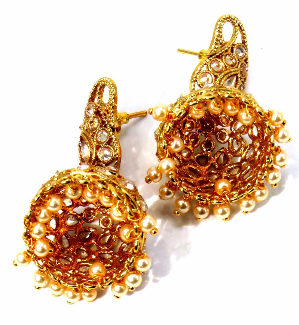 Jewelshingar Jewellery Gold Plated Diamond Jhumki For Women ( 61178PEJ )