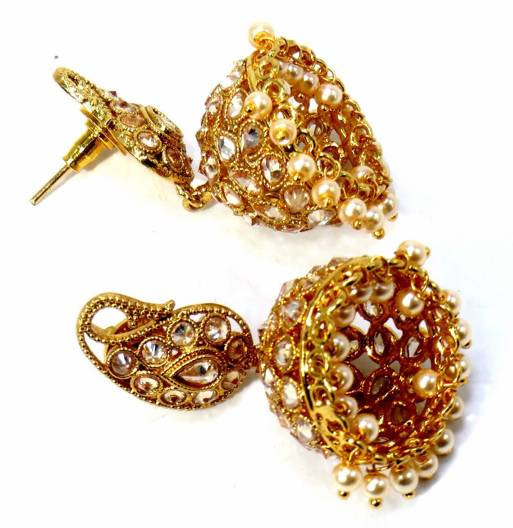 Jewelshingar Jewellery Gold Plated Diamond Jhumki For Women ( 61178PEJ )