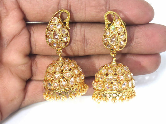 Jewelshingar Jewellery Gold Plated Diamond Jhumki For Women ( 61178PEJ )