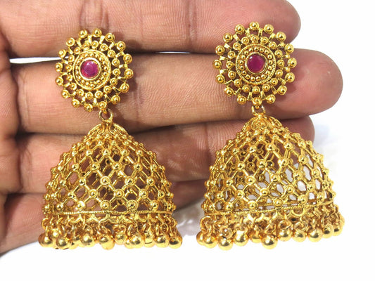 Jewelshingar Jewellery Gold Plated Diamond Jhumki For Women ( 61186PEJ )