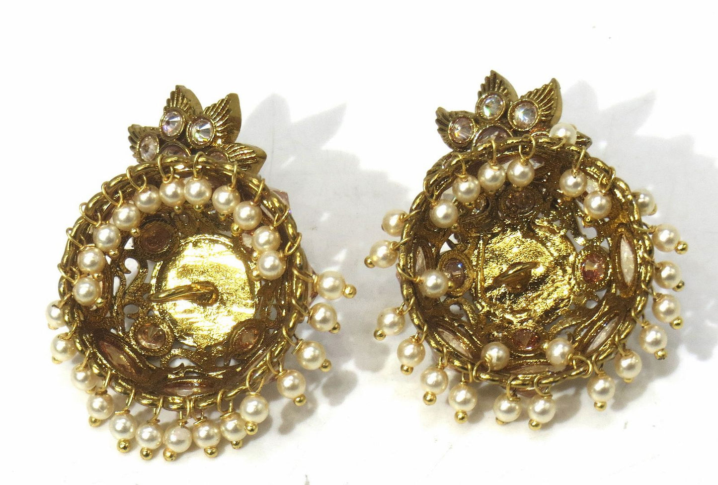 Jewelshingar Jewellery Antique Plated Diamond Jhumki For Women ( 61198PEJ )