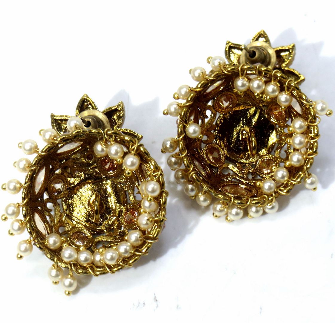 Jewelshingar Jewellery Antique Plated Diamond Jhumki For Women ( 61198PEJ )