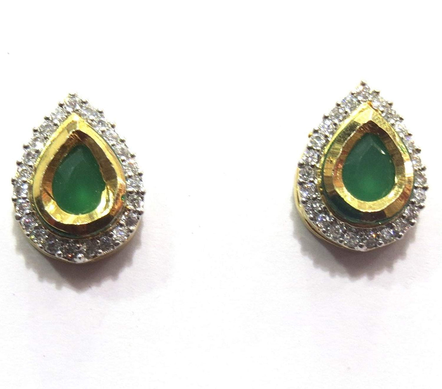 Jewelshingar Jewellery Fine Plated Stud Earrings For Women ( 18178-gjt-green )