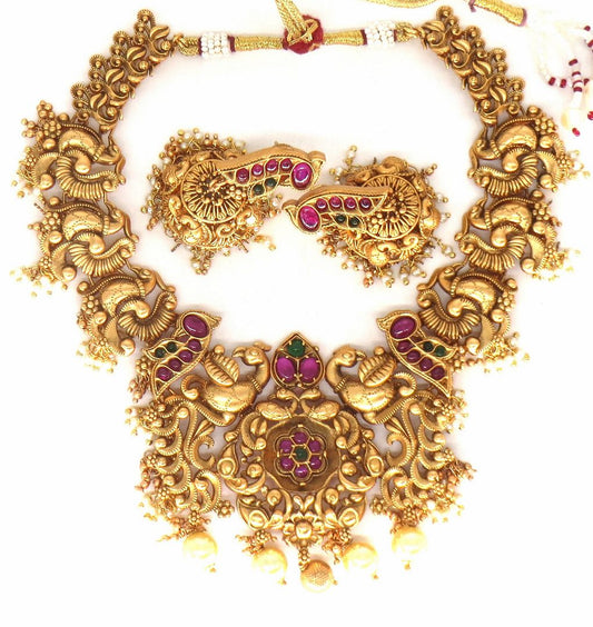 Jewelshingar Jewellery Fine Antique Polki Kundan Gold Plated Multi Colour Necklace For Women ( 61258AST )