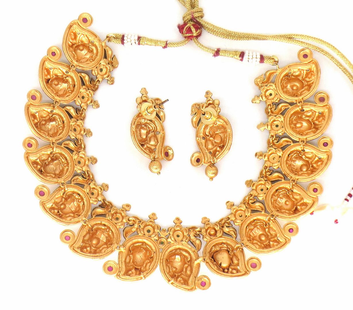 Jewelshingar Jewellery Fine Antique Polki Kundan Gold Plated Multi Colour Necklace For Women ( 61271AST )