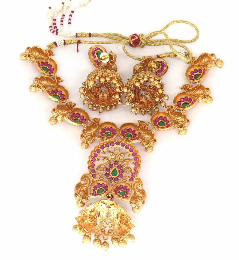 Jewelshingar Jewellery Fine Antique Polki Kundan Gold Plated Multi Colour Necklace For Women ( 61299AST )