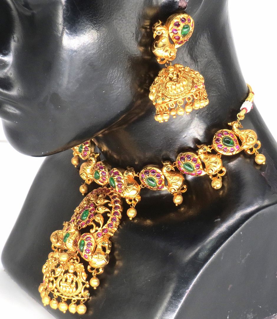 Jewelshingar Jewellery Fine Antique Polki Kundan Gold Plated Multi Colour Necklace For Women ( 61299AST )