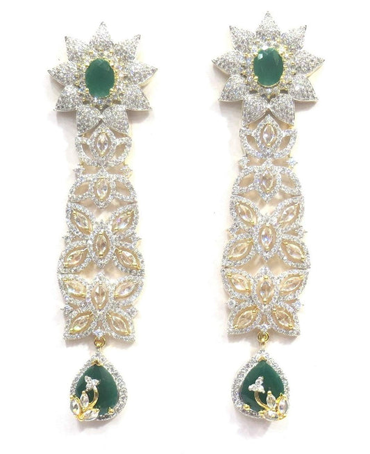 Jewelshingar Jewellery Fine Gold Plated Dangle & Drop Earrings For Girls ( 34557-ead-green )