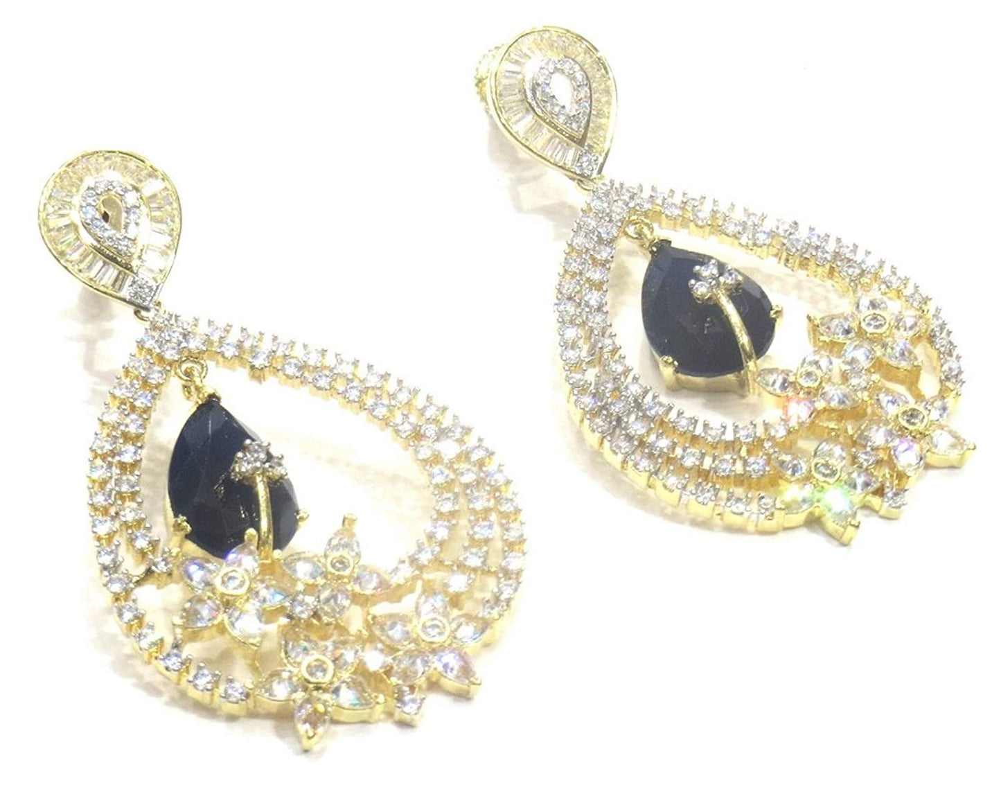 Jewelshingar Jewellery Fine Gold Plated Dangle & Drop Earrings For Girls ( 34539-ead-blue )