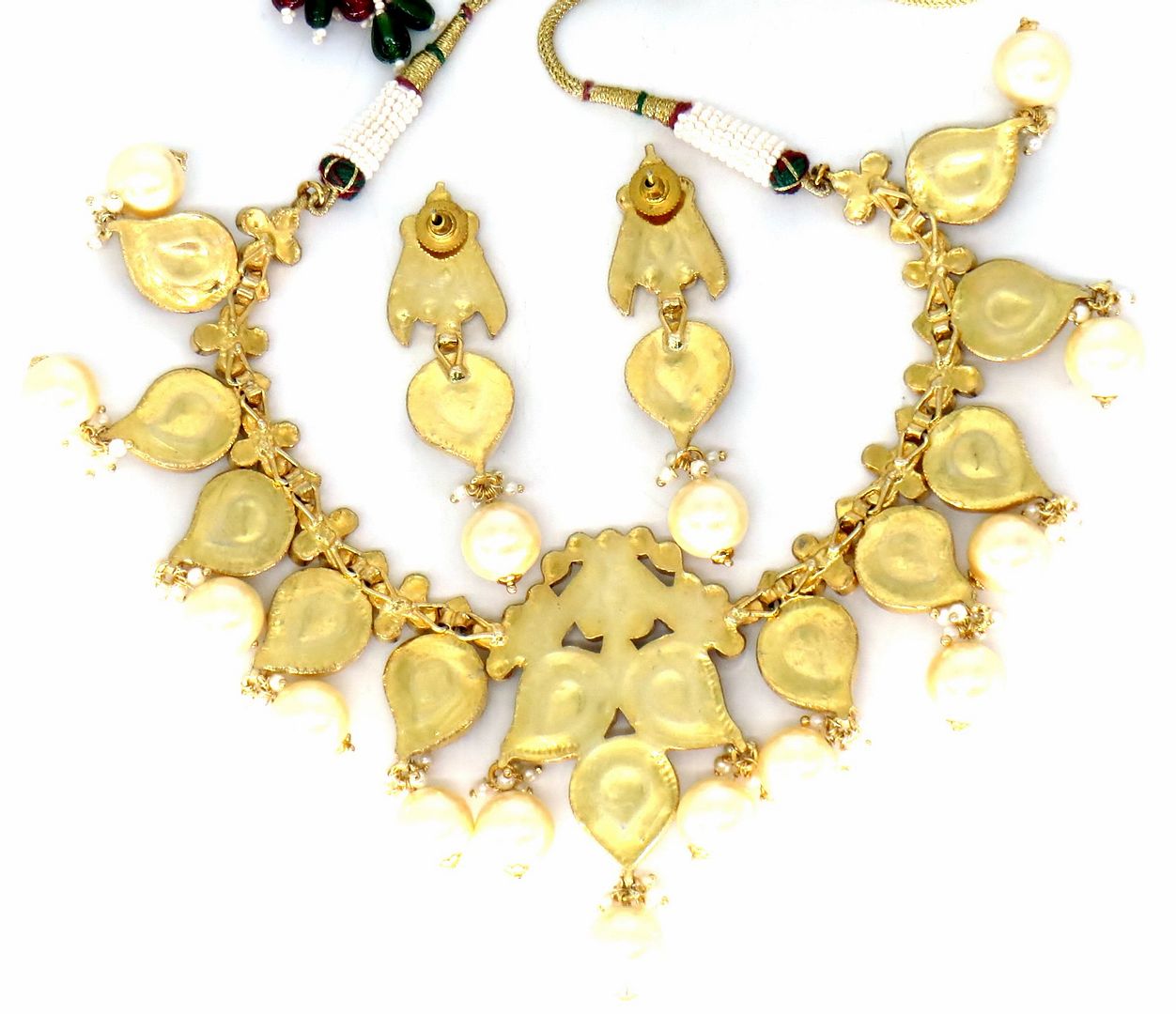 Jewelshingar Jewellery Fine Antique Polki Kundan Gold Plated Clear Colour Necklace For Women ( 61361ACS )