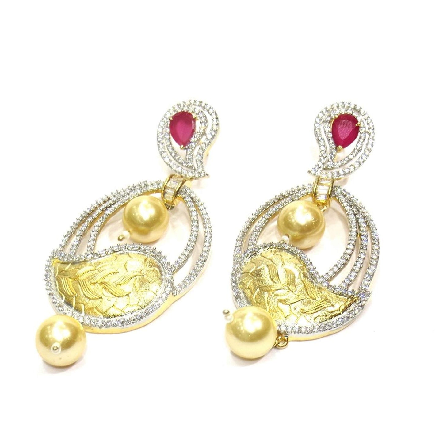 Jewelshingar Jewellery Fine Plated Dangle & Drop Earrings For Women ( 18519-ead-ruby )