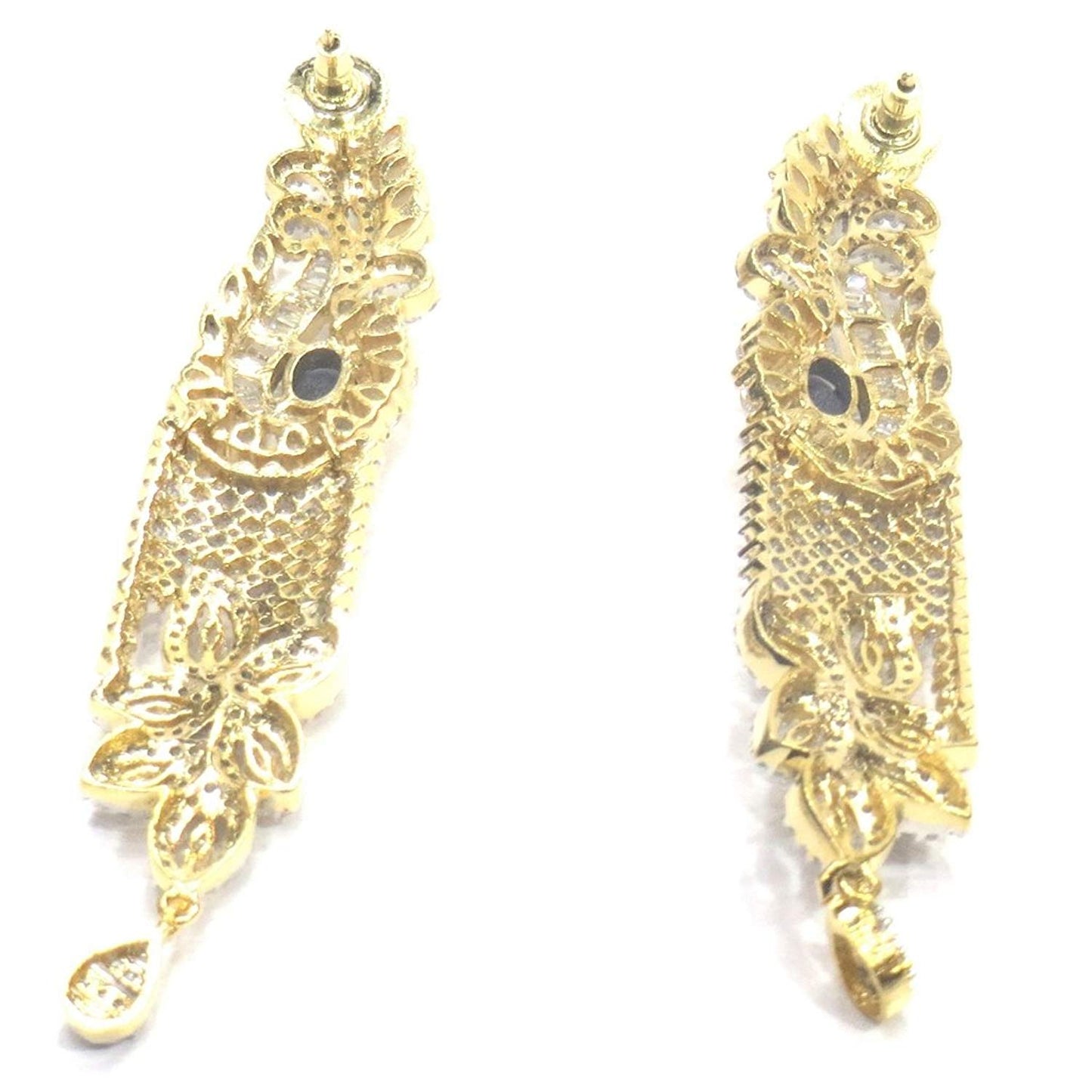 Jewelshingar Jewellery Fine Gold Plated Dangle & Drop Earrings For Girls ( 34531-ead-blue )