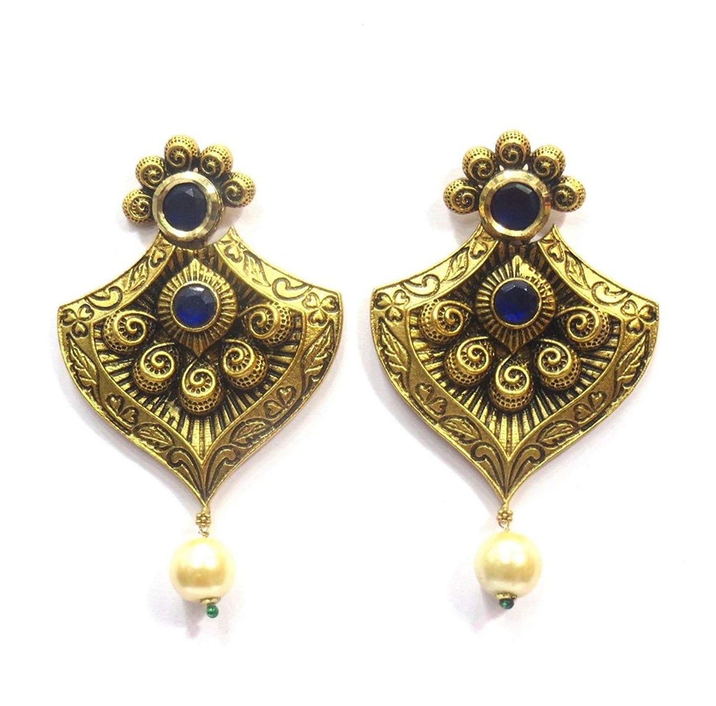 Jewelshingar Jewellery Antique Look Dangle & Drop Earrings Earings For Women ( 37053-pe-blue )