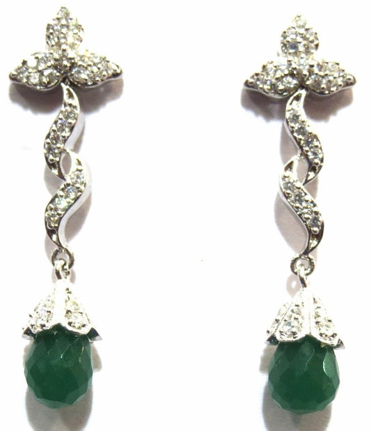 Jewelshingar Women's American Diamond Earrings Danglers Green Studs Jewellery ( 8898-ead-green-650 ) - JEWELSHINGAR