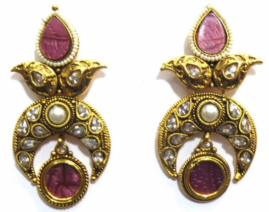 Jewelshingar Women's Gold-Plated Dangle & Drop Earring Purple Jewellery ( 7344-pe-wine-999-a ) - JEWELSHINGAR