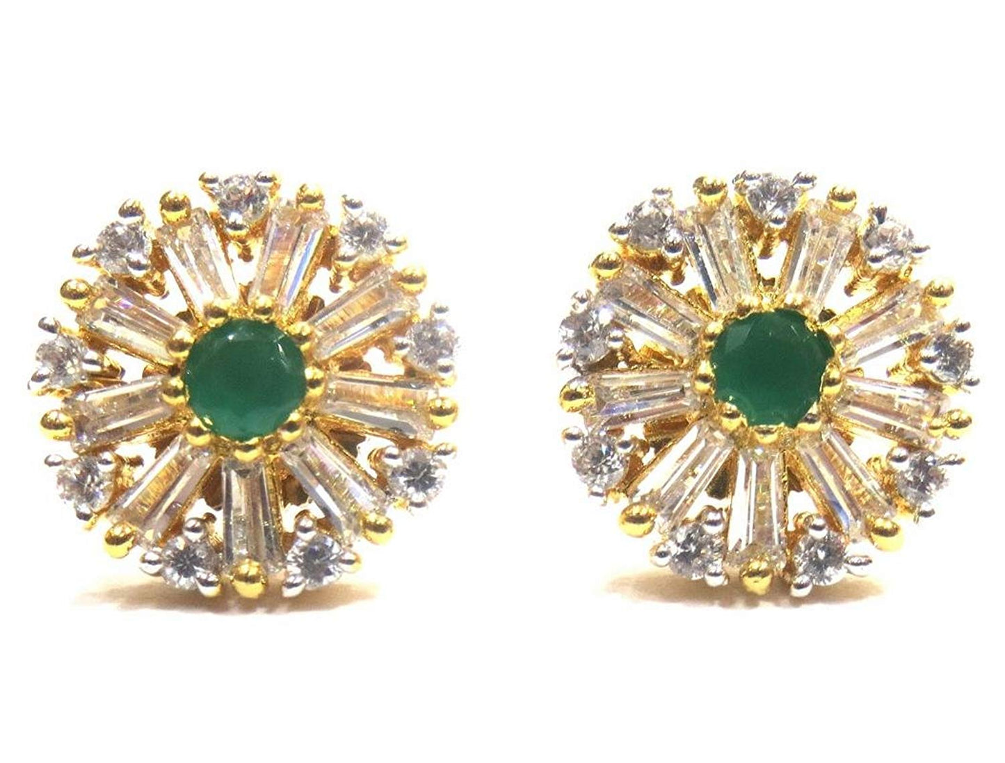 Jewelshingar Jewellery Diamond Looking Stud Earrings For Women ( 39428-ead-studds-green )