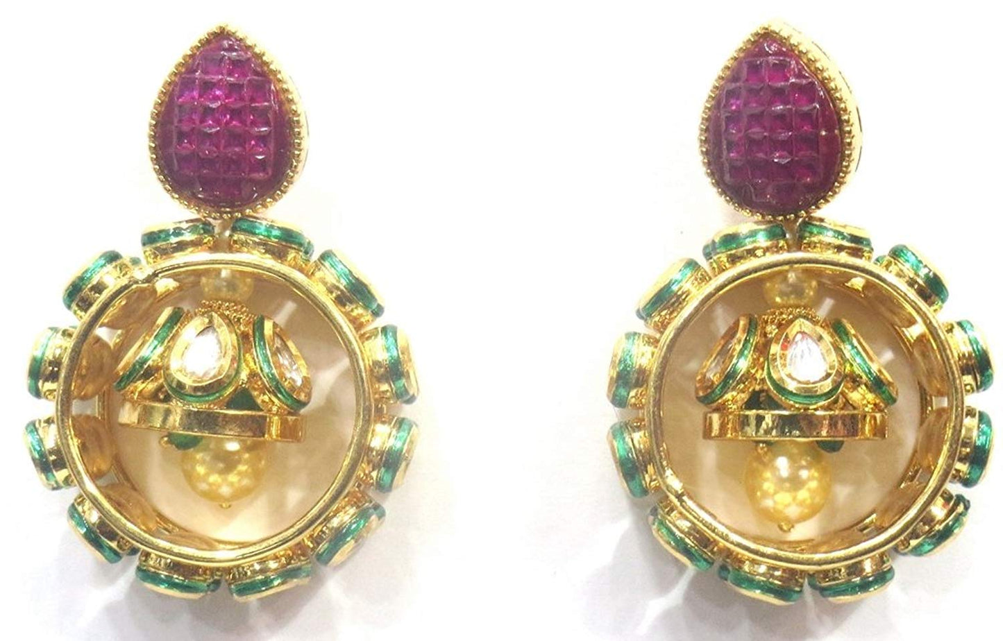 Jewelshingar Jewellery Polki Kundan Jhumki Earrings Earings For Women ( 37216-ace-j-bali )