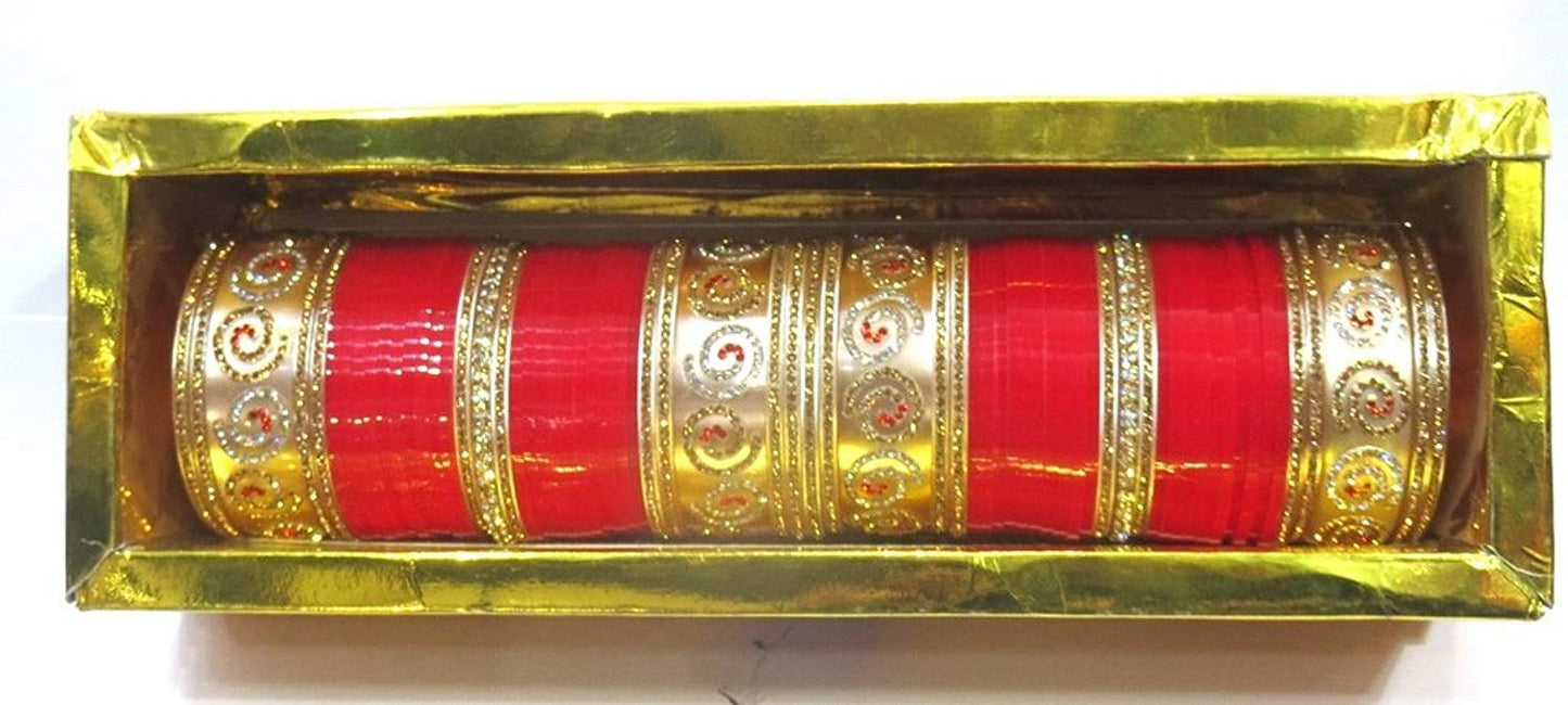 Jewelshingar Jewellery Fine Red Plated Punjabi Chura For Women ( 36712-punjabi-chura-p )