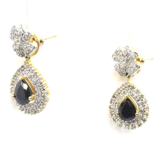 Jewelshingar Jewellery Silver Gold Plated Black Colour Earrings For Women (44781-ead)