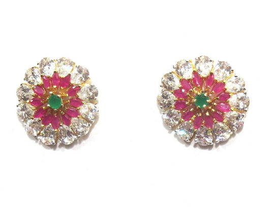 Jewelshingar Jewellery Fine Plated Stud Earrings For Women ( 18187-gjt-ruby-panna )