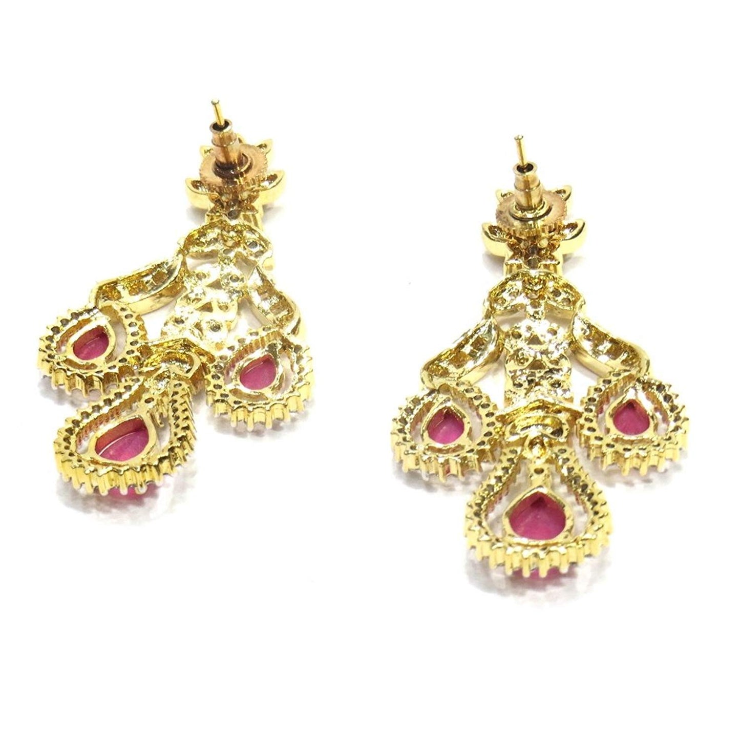 Jewelshingar Jewellery Fine Gold Plated Dangle & Drop Earrings For Girls ( 34674-ead-ruby )