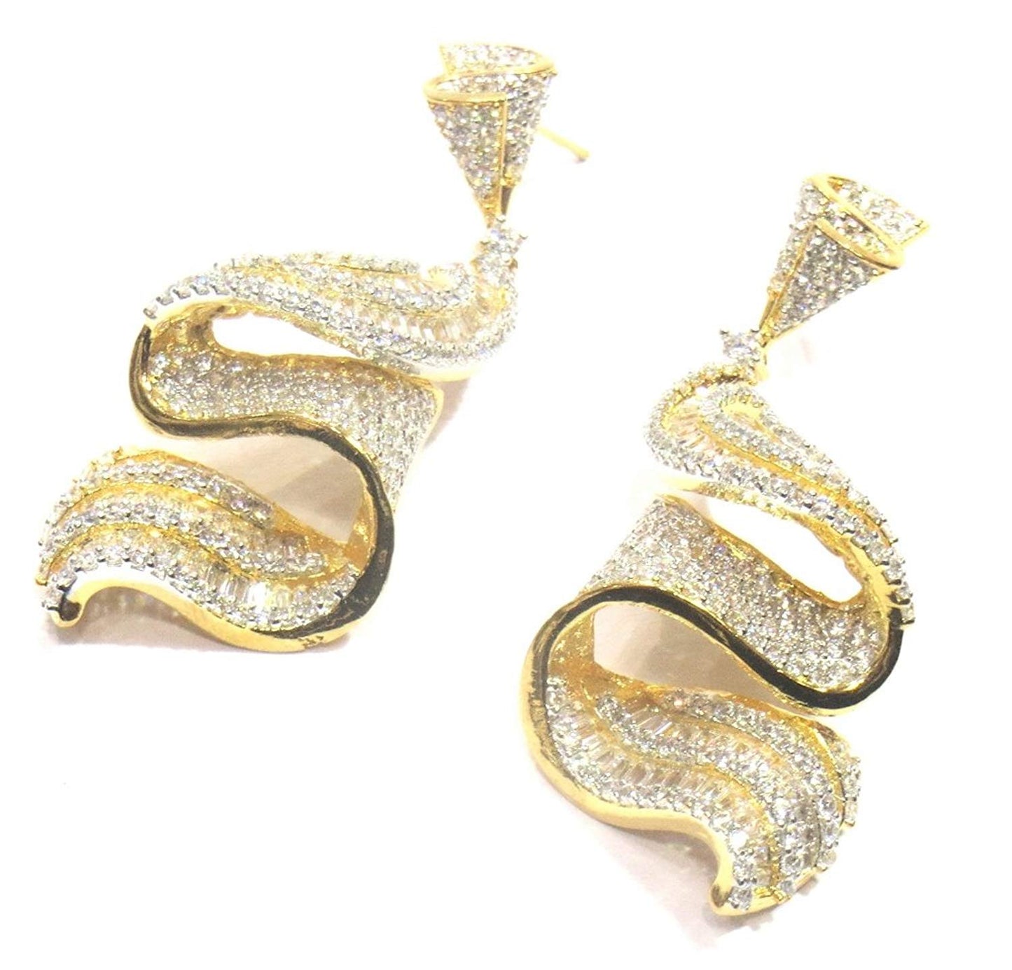 Jewelshingar Jewellery Silver Gold Plated Clear Colour Earrings For Women (43701-ead)