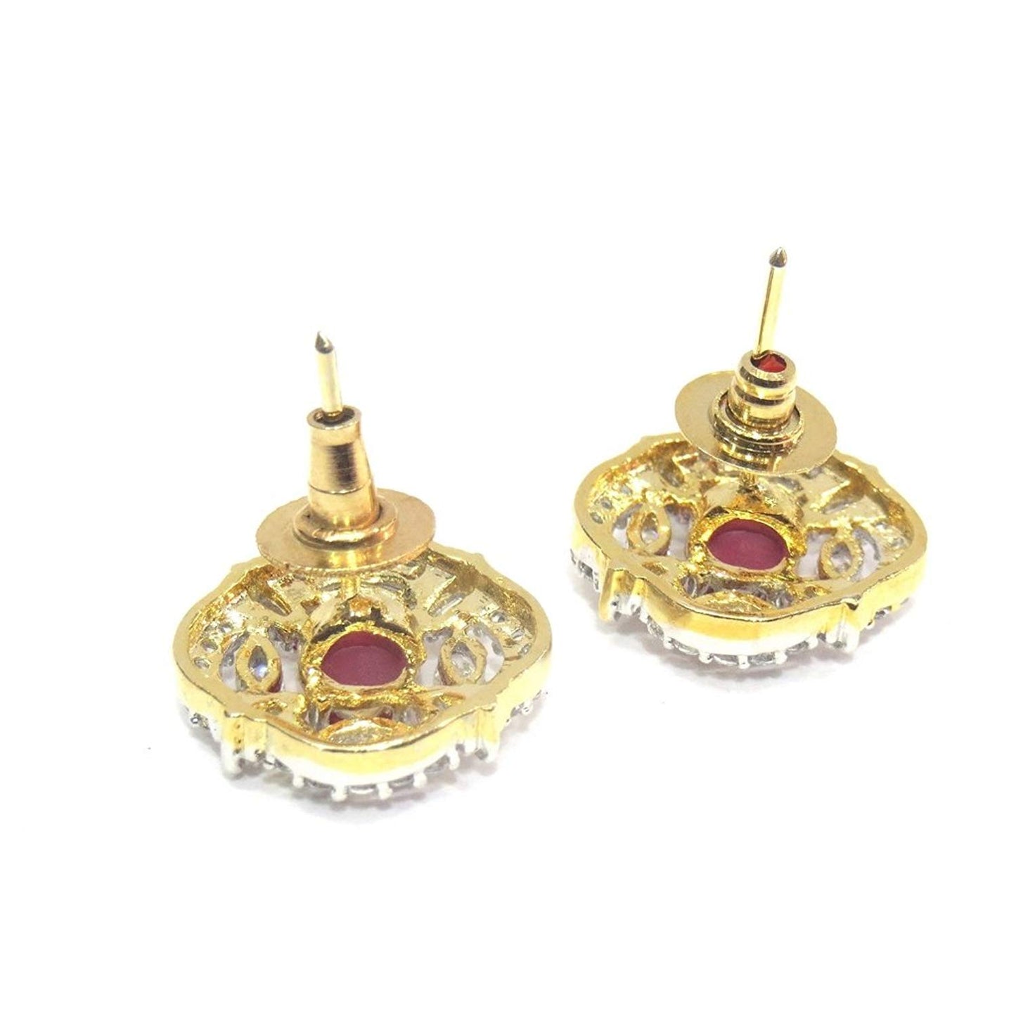 Jewelshingar Jewellery Fine Plated Stud Earrings For Women ( 18133-gjt-ruby )